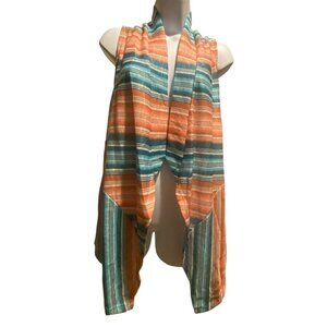 Rock & Roll Open Vest Womens Large Knit Multicolor Western‎ Cowgirl Lace Up Back